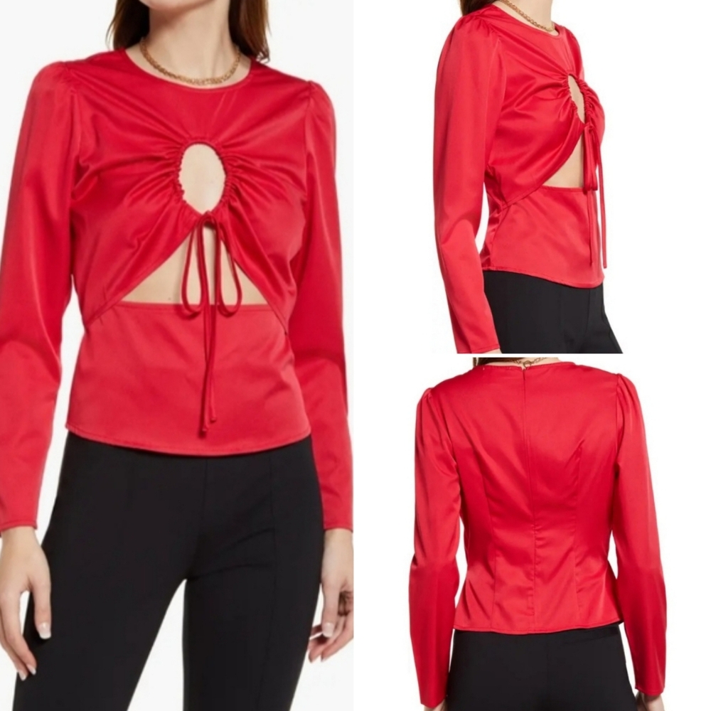 🆕️ Open Edit Cutout Ruched Blouse
